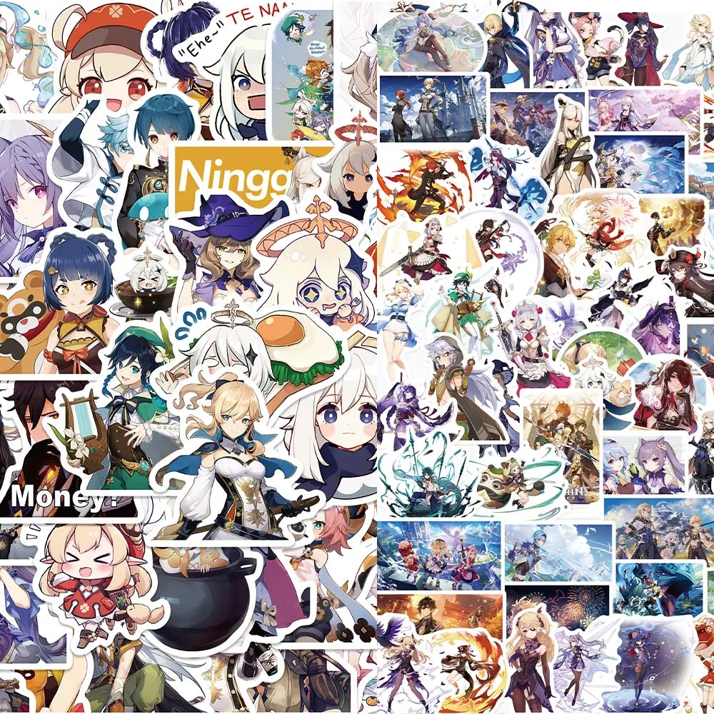 

10/50/100/150pcs Anime Genshin Impact cartoon stickers Gift DIY Skateboard Luggage Refrigerator Notebook Waterproof Stickers