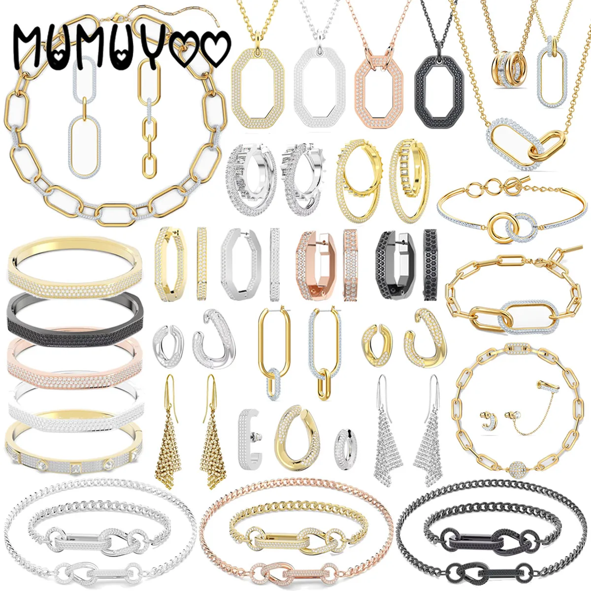 

2023 1:1 SWA New Trend Original Fashion Jewelry Charm Luxury Geometric Elements Metal Buckle High Quality Necklace For Women