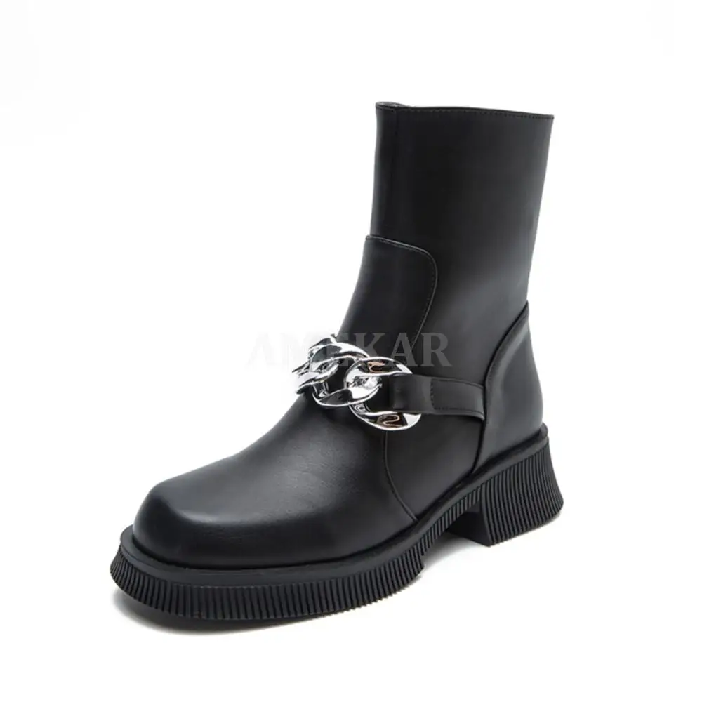 

2022 New Winter Boots Women Naked Autumn Winter Martin Boots Thick Soled British Thick Heel Medium Tube Knight Boots