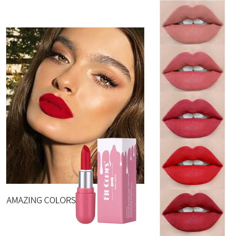 

5 Colors Makeup Matte Lipstick Waterproof Long Lasting Lip Stick Sexy Red Pink Velvet Nude Lipsticks Women Cosmetics Batom YZL1