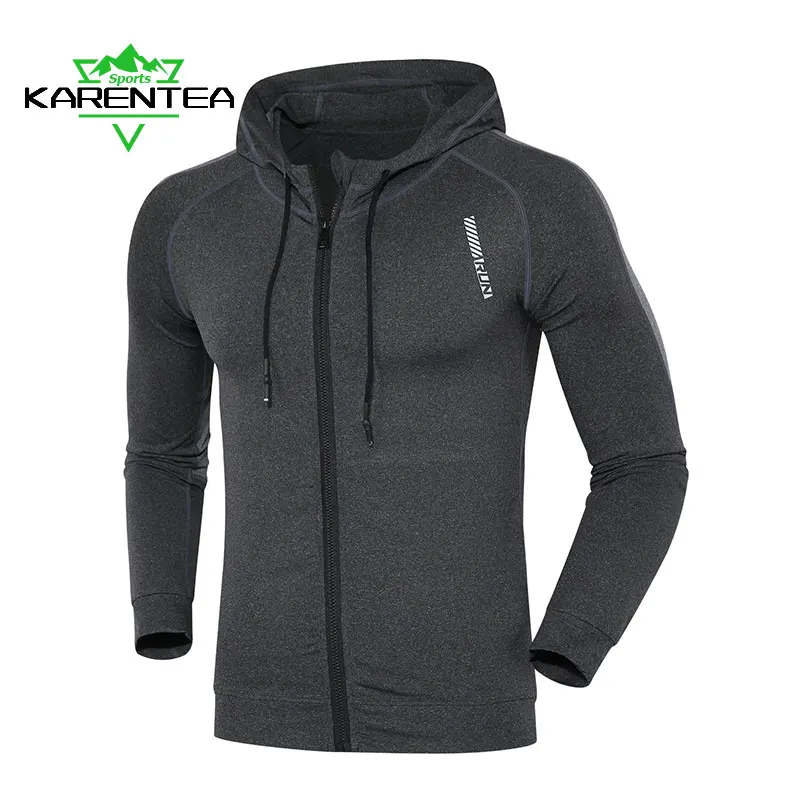 

Running Jackets Men Hooded Reflective Breathable Fitness Coats Outdoor Sportswear Gym Sports Elastic Jogging Coat Male Jacket