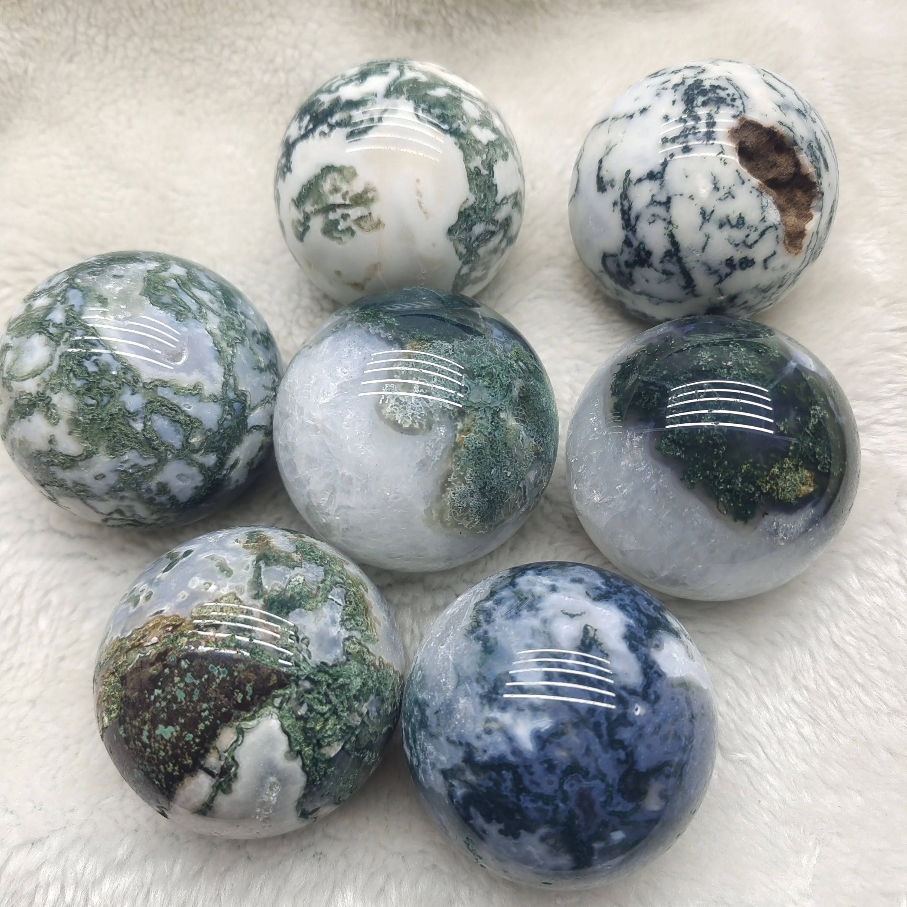 80 мм Натуральный Мох водный Агат кварц хрустальный шар для заживления чакр