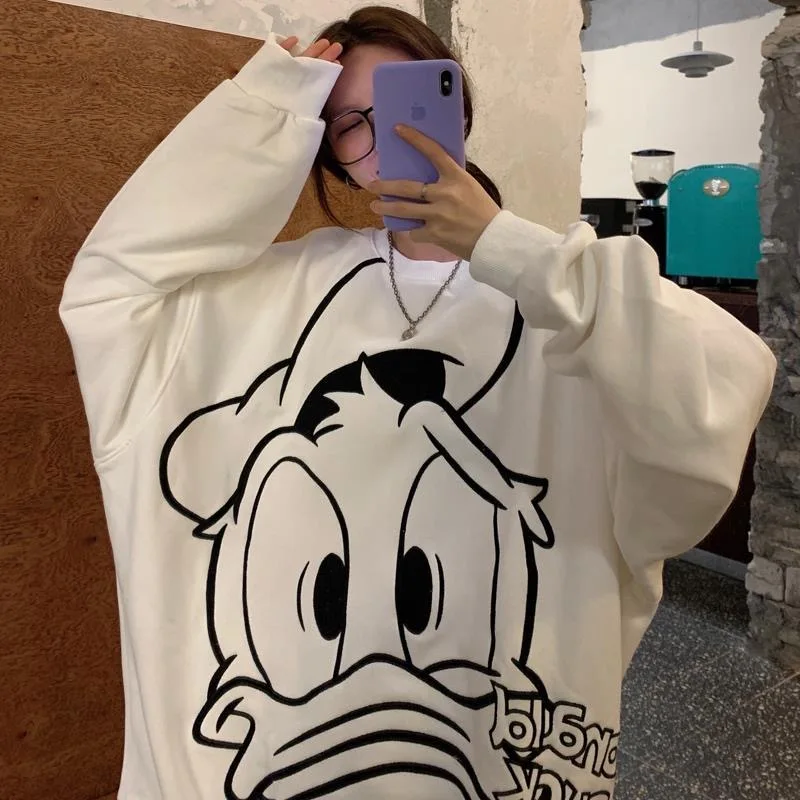 Толстовка с принтом Дональда Дака от Disney, пуловеры с изображением Дональда Дака, свободные толстовки большого размера для мужчин и женщин, уличная одежда, верхняя одежда (art.: 3920d9345f8bc) - 3920d9345f8bc