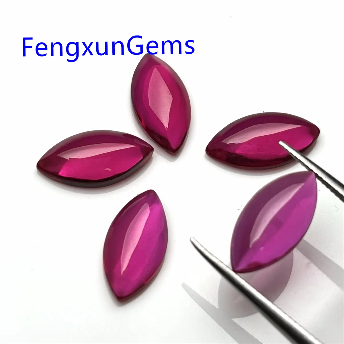 5 # Красный рубин 2x4 ~ 8x16 мм форма Майкиза кабошон с плоским дном свободная