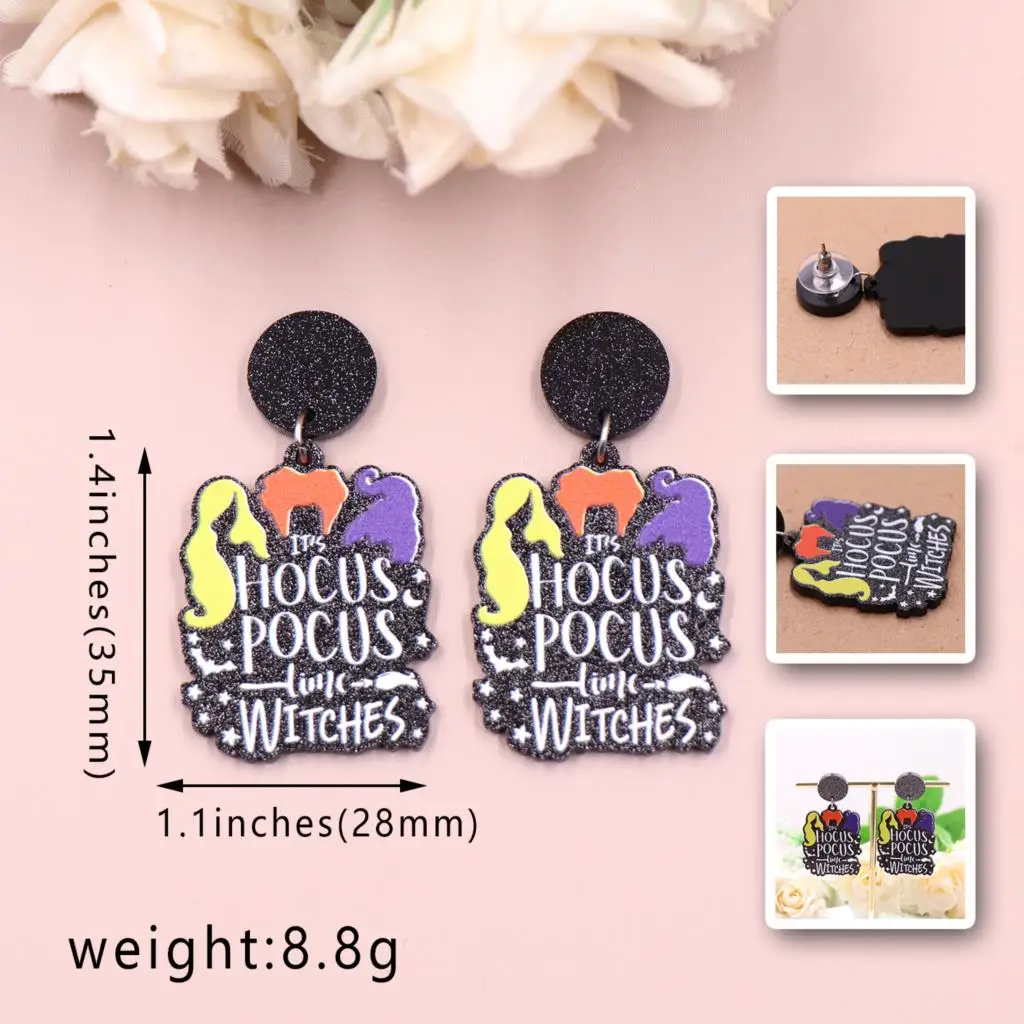 1 пара Новый продукт CN Висячие серьги Хэллоуин блестящие акриловые ювелирные