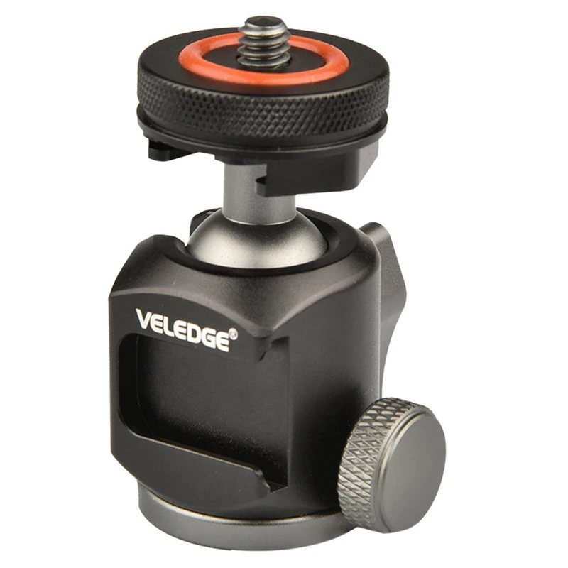 

VELEDGE Tripod Head Universal Ball Head Cold Shoe Interface Panoramic Video Ballhead Quick Release Plate For DSLR Camera