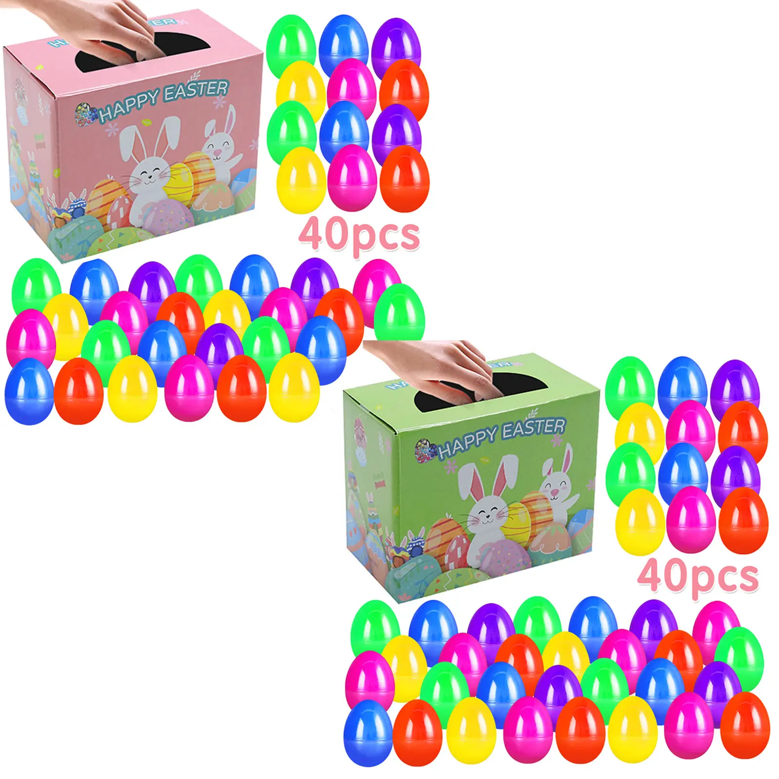 

40Pcs 2.5inch Fillable Easter Eggs Colorful Bright Plastic Easter Eggs for Easter Party Favors Easter Hunts Suprise Egg