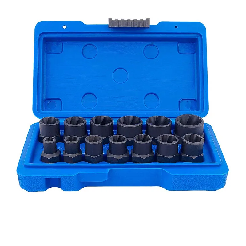 

13Pcs 3/8 inch Drive Twist Cr-Mo Steel Socket Set Wheel Lock Nut Remover High Bolt Nut Extractor Set 6-19mm