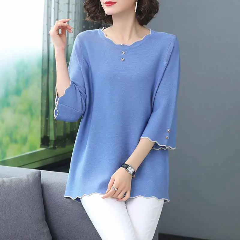 Женская трикотажная футболка TuangBiang повседневный Тонкий Свободный пуловер с
