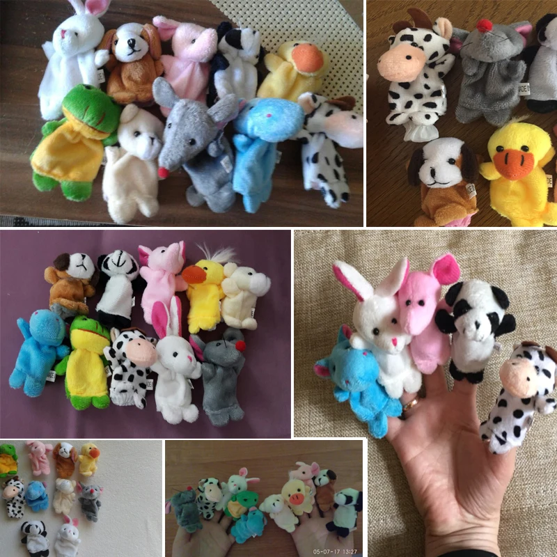 10Pcs/Lot Finger Puppet Toy Cartoon Animal Velvet Doll Baby Cloth Educational Hand Story Kids New | Игрушки и хобби