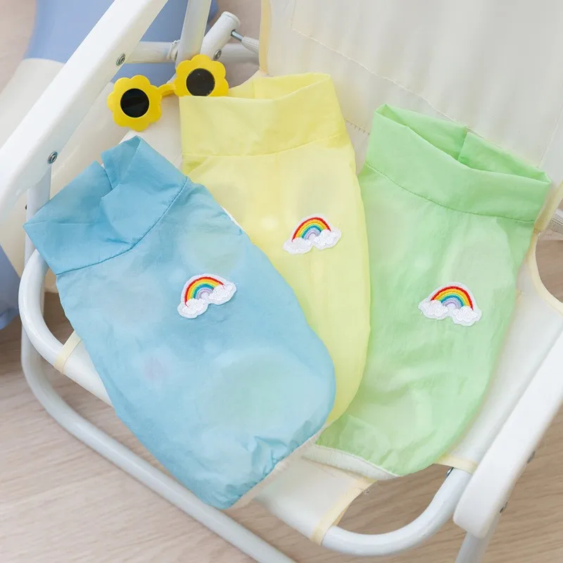 

Rainbow Sunscreen Clothes Pet Dog Shirts Sweet Thin Clothing Dogs Super Small Cute Chihuahua Print Summer Blue Boy Mascotas