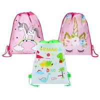 20221pcs cartoon unicorn dinosaur drawstring bag for girls travel storage package school backpacks kid birthday party decor supp