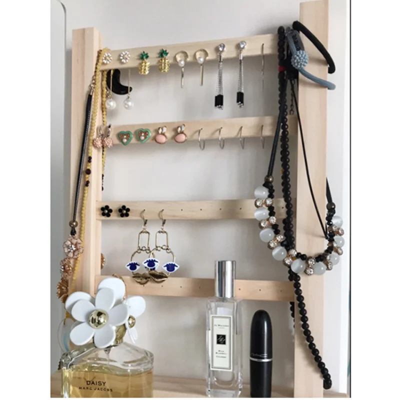4-layer Jewelry Display Stand Solid Wood Necklace Storage Rack Earring Frame Ear Card Household Decoration Shoporganizer