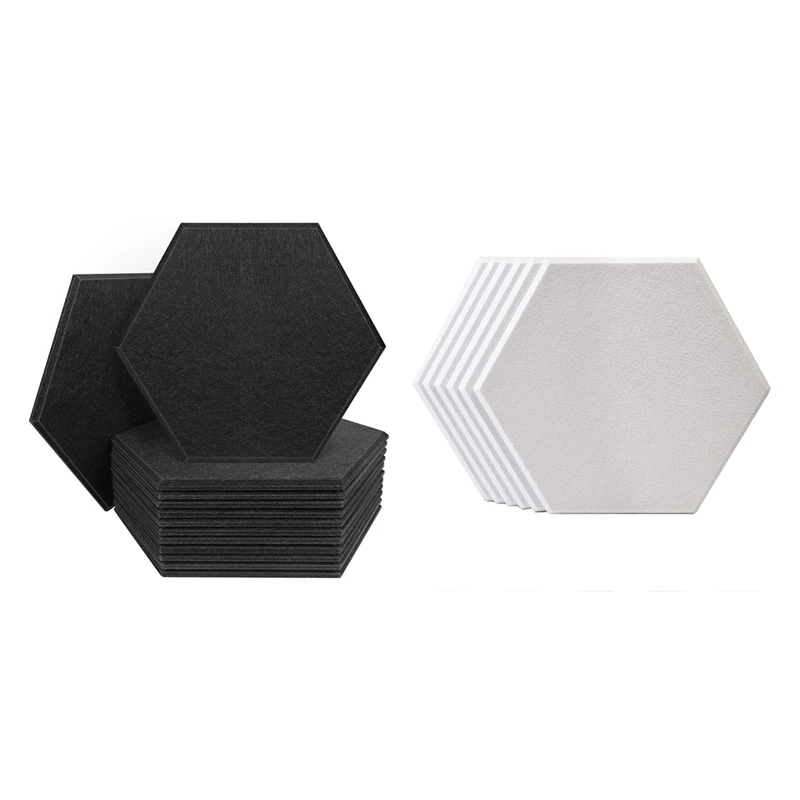 

12X Hexagon Acoustic Panels Sound Proof Padding, 12 X 7 Inch & 6Pack Hexagon 3D Acoustic Panels Padding 14X12X0.4 Inch