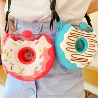 drinking bottle kawaii kids water bottles 380ml donuts leakproof plastic cups with lid and straw water bottles for children