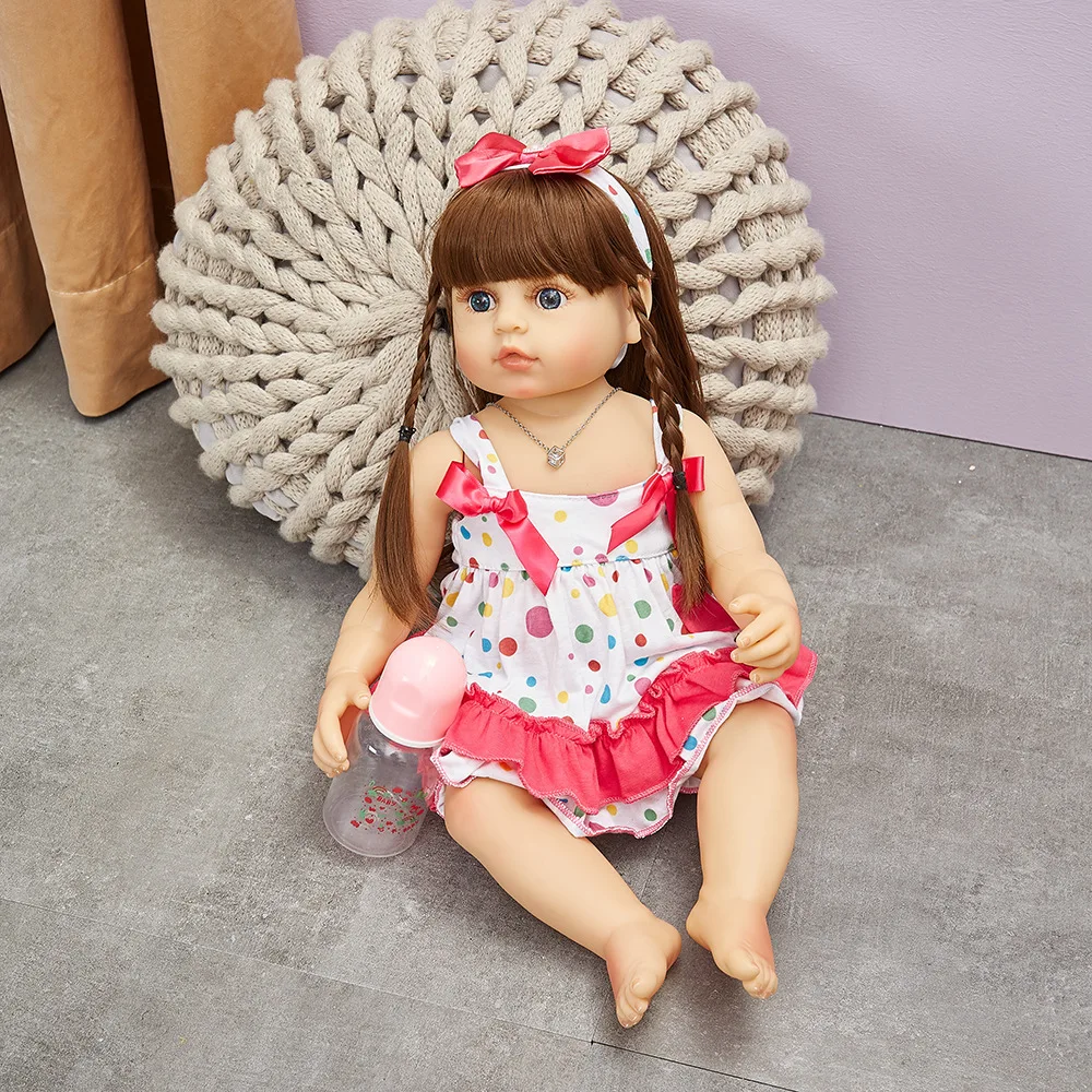 

18inch 48CM Reborn Baby Lifelike Realistic Stand Girl Doll Full Soft Silicone Body Princess Toddler Bebe Birthday Gift