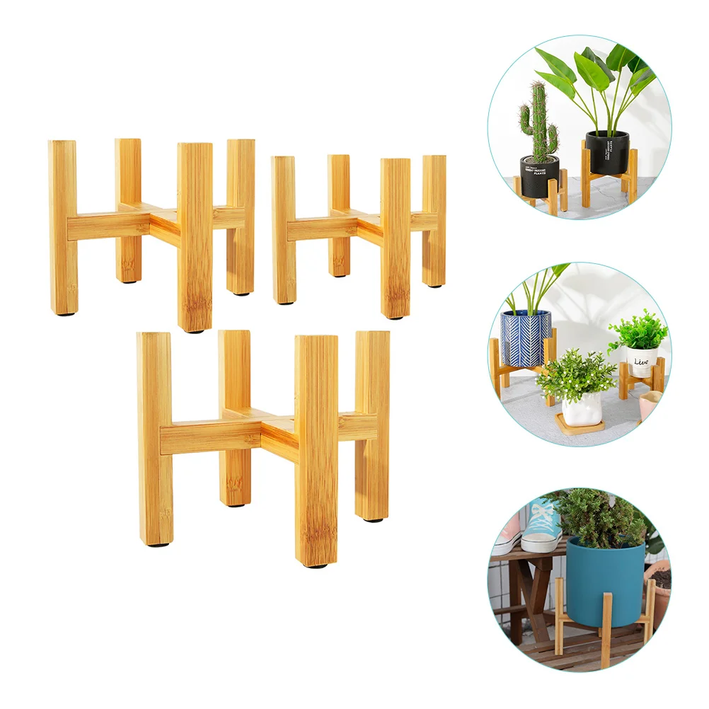 

Stand Holder Pot Flower Potted Wooden Wood Display Indoor Modern Rack Table Century Planter Basehome Stands Bowl Riser Fish