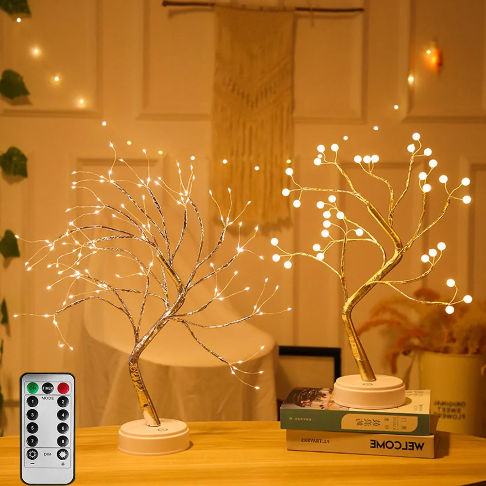 

36/108 LEDS Night Light USB/Battery Powered Bonsai Tree Light Christmas Tree Copper Wire Garland Lamp Home Party Holiday Decor