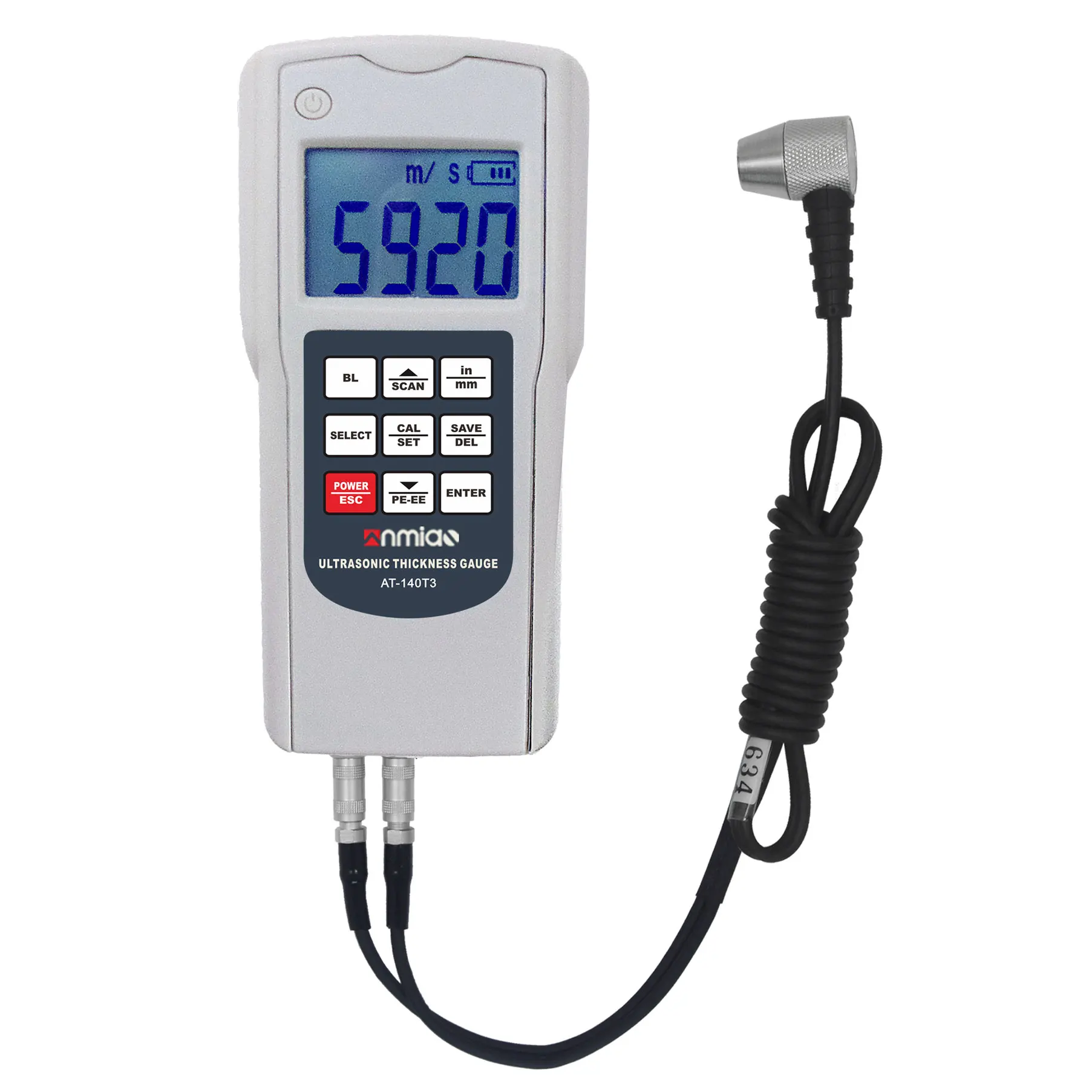 

Ультразвуковой толщиномер с цифровым дисплеем, ЖК-дисплей с подсветкой, диапазон измерения толщины от 1,00 до 300 мм