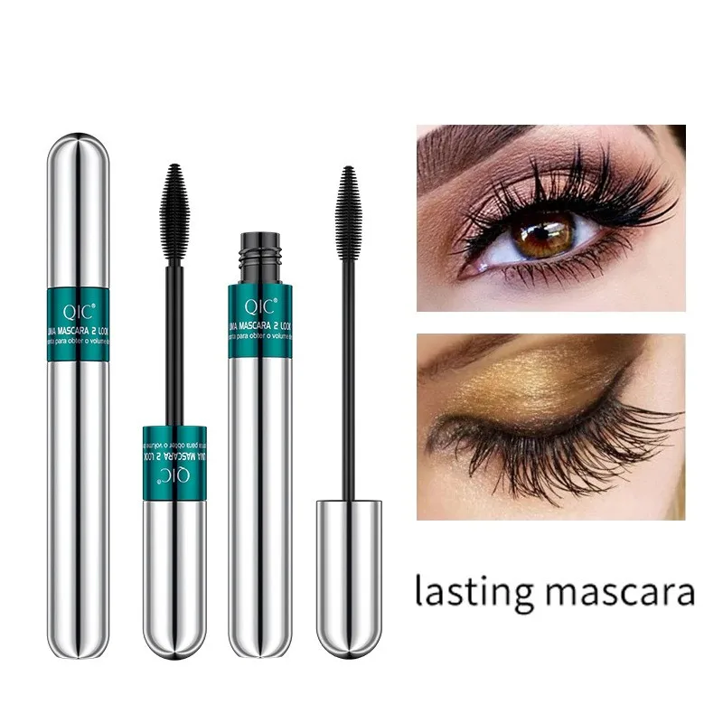 

Double-effect 4D mascara waterproof slender, curly, dense, non-caking 2in1 silicone brush head