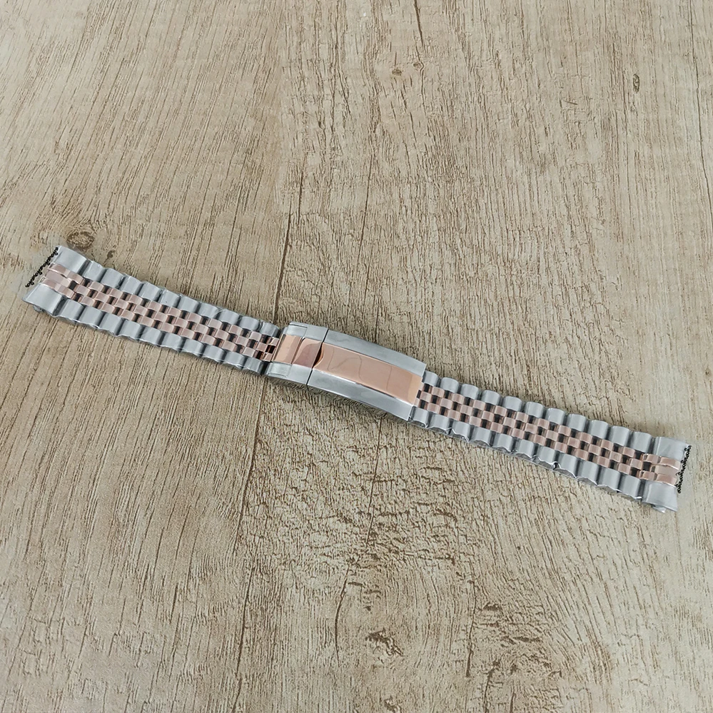 20MM Stainless Steel Watch Band Single Folding Buckle Solid Screw Links Watchband Strap Vintage Jubilee Bracelet