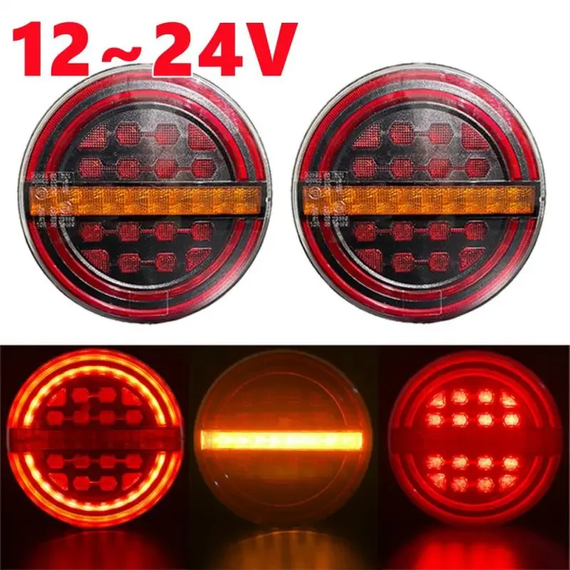

12~24V Truck Trailer Tail Rear Light 4 Inch Round Dynamic Running Turn Signal Lamp For Truck, Trailer, Boat, Bus Van Jeep
