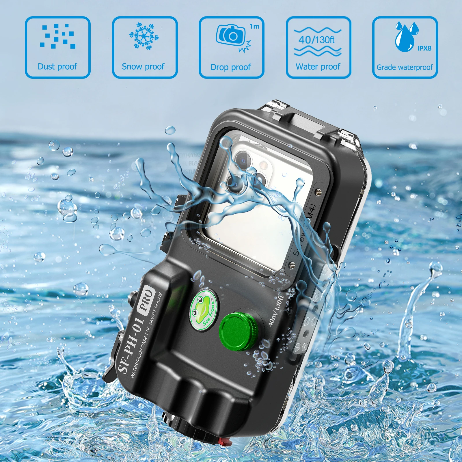 Seafrogs Professional 40 м/130 футов дайвинг плавание подводное фото Bluetooth водонепроницаемый