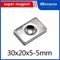 2050pcs n35 block powerful magnets hole 5mm bulk sheet neodymium magnet 30x20x5 5mm strong permanent ndfeb magnets 30205 5mm