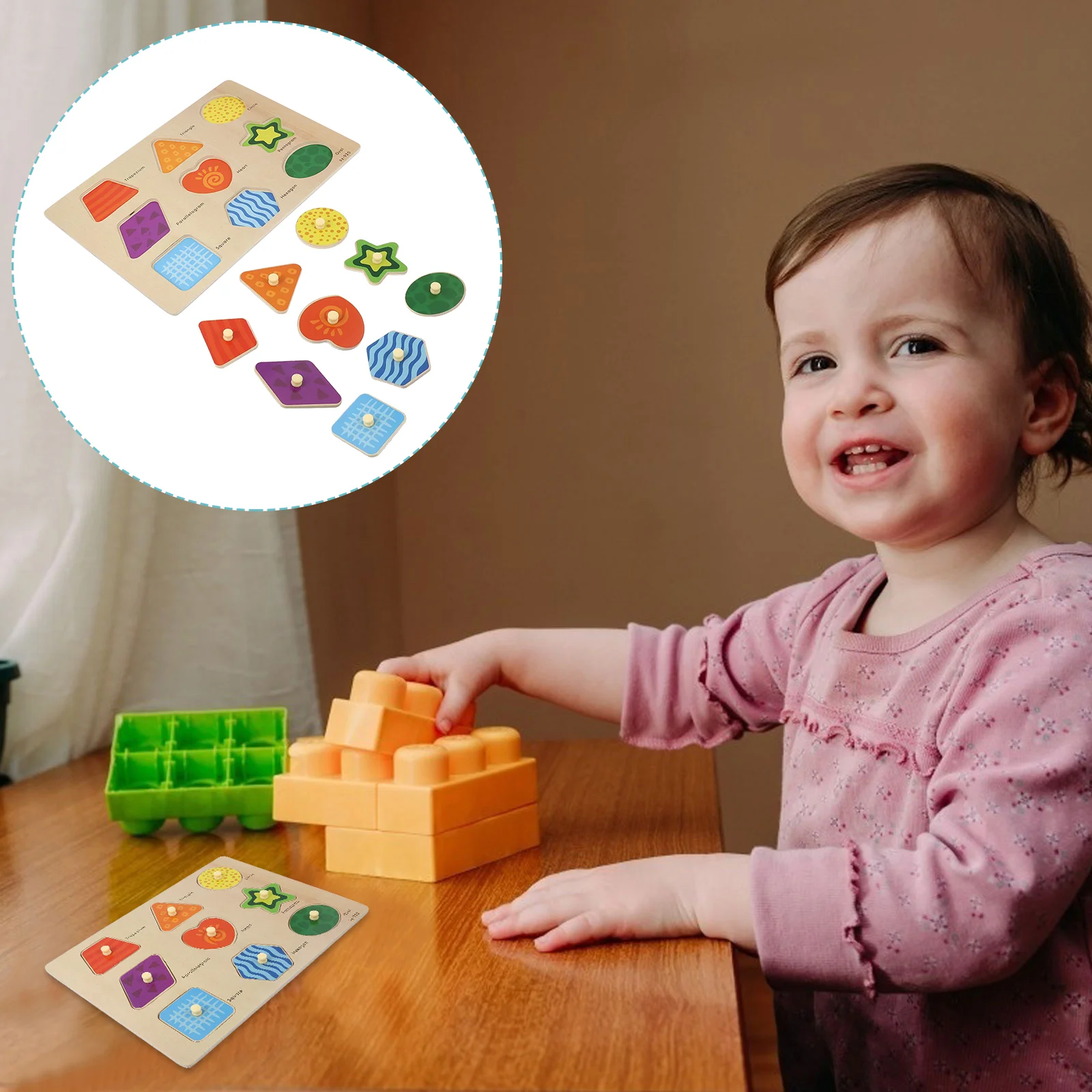

Puzzle Cartoon Jigsaw Baby Stacking Toy Educational Matching Wooden Toys Earth Tones Children