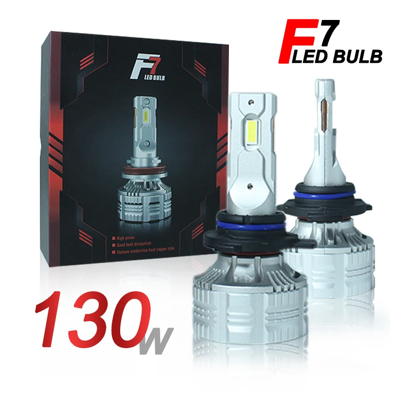 F7 130w H7 Led Headlight Bulb 6000k H11 Led Bulb Light H4 H7 H8 H11 9005 9012 15000LM H7 Gxp Led Headlight Lamp Kits for Golf 7