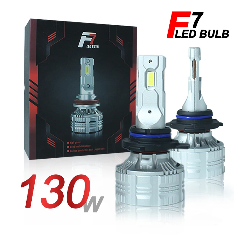 Светодиодная лампа для головных фонарей F7 130 Вт H7 6000k H11 H4 H8 9005 9012 лм Gxp комплекты