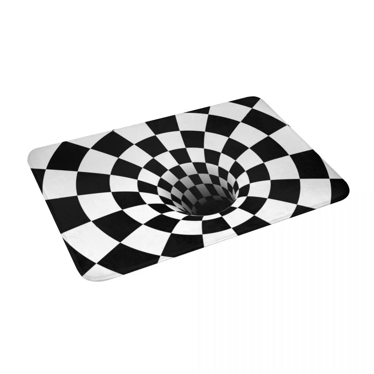 

Optical Illusion Black Hole Checkerboard Blackwhite Bath Door Floor Mat Non-slip Rug Carpet Entrance Living Room Home Kitchen