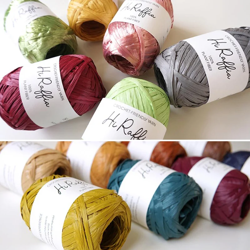 

80Meter Natural Raffia Straw Yarn Thread 100% Plant Fibre Crochet Yarn For Summer Hand Knit Hat Handbag Basket Knitting Material