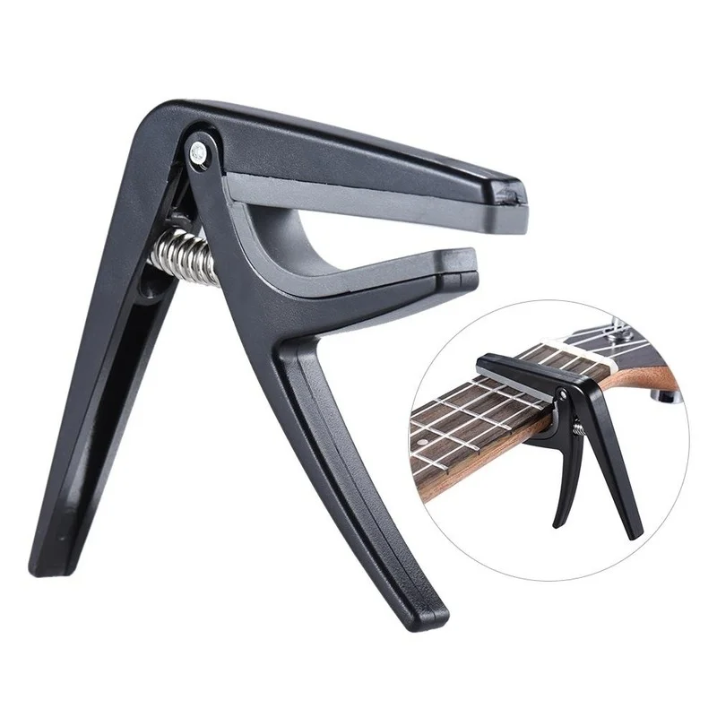 

Professional Ukulele Capo Single-handed Quick Change Ukelele Capo Plastic Steel Black Guitar Parts & Accessories