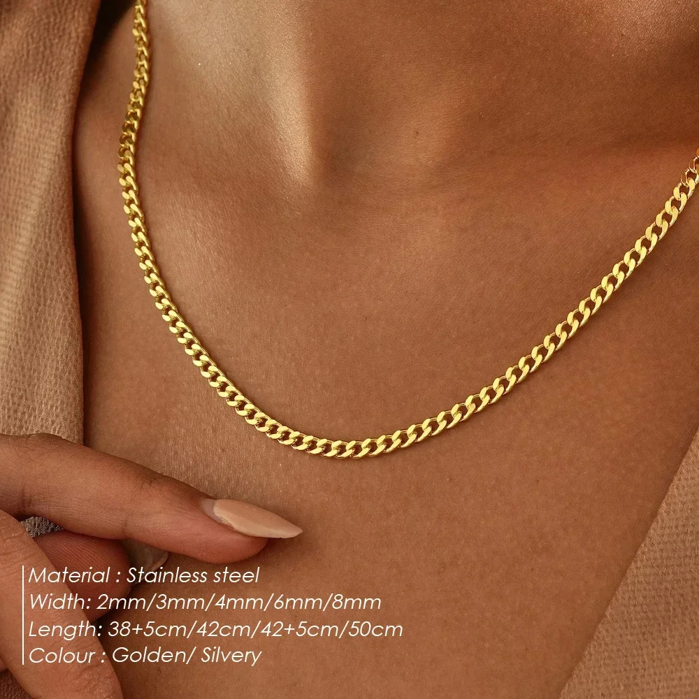 Цепочка кубинская для мужчин и женщин ожерелье из нержавеющей стали в стиле панк