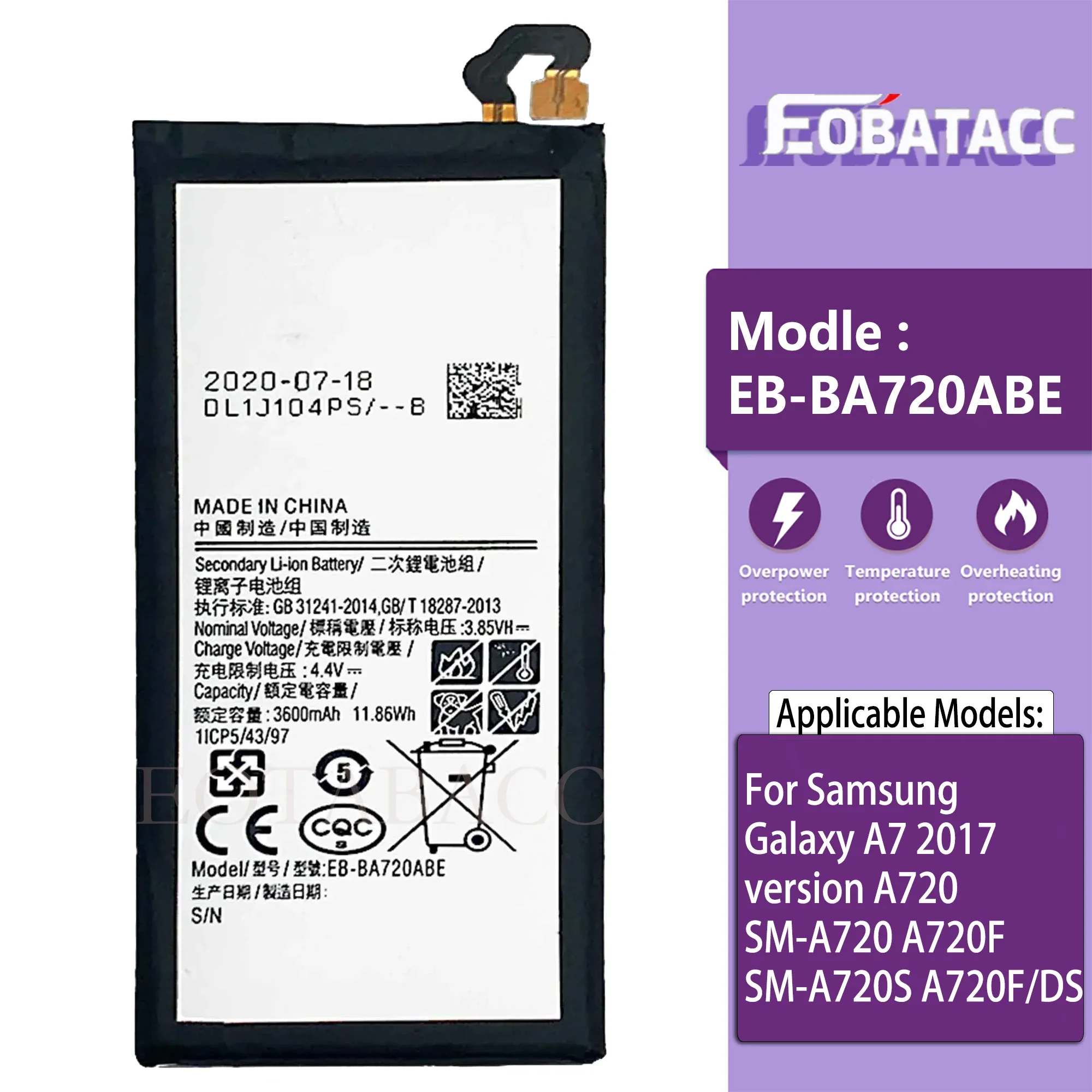 100% аккумулятор EB-BA720ABE 3600 мАч для Samsung Galaxy A7 2017 версия A720 SM-A720 A720F SM-A720S A720F/DS