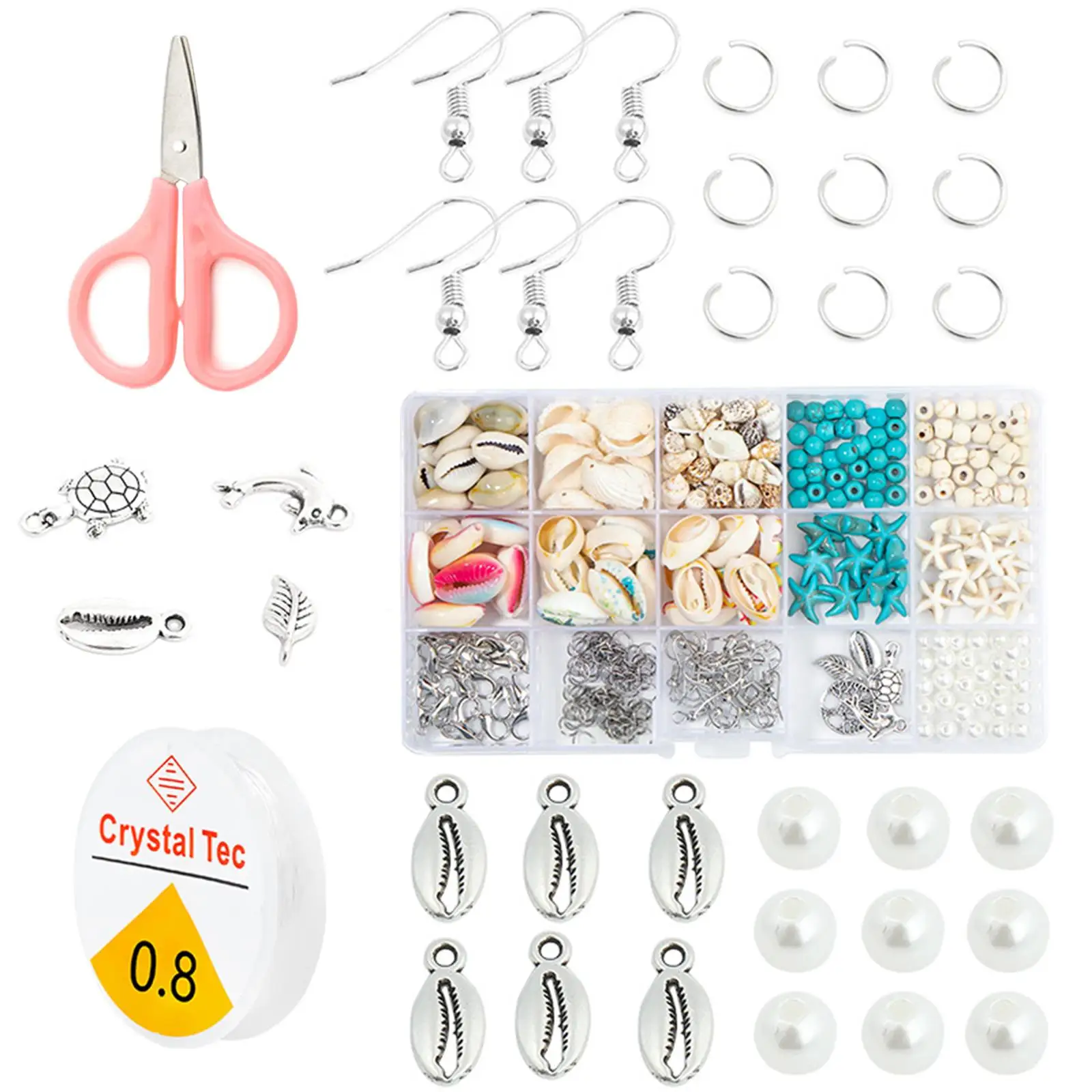 

Наборы для изготовления ювелирных изделий, бирюзовые ракушки с морской звездой, морской тематикой, ручная работа для домашнего декора, серь...