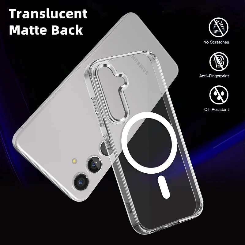 Прозрачный чехол для Samsung Galaxy S24 Fe с беспроводной зарядкой Magsafe магнитная задняя