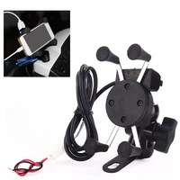 besegad motorcycle mobile phone holder mount support with usb charger 360degree rotation for moto pouch 3 5 6 inch gps bracker