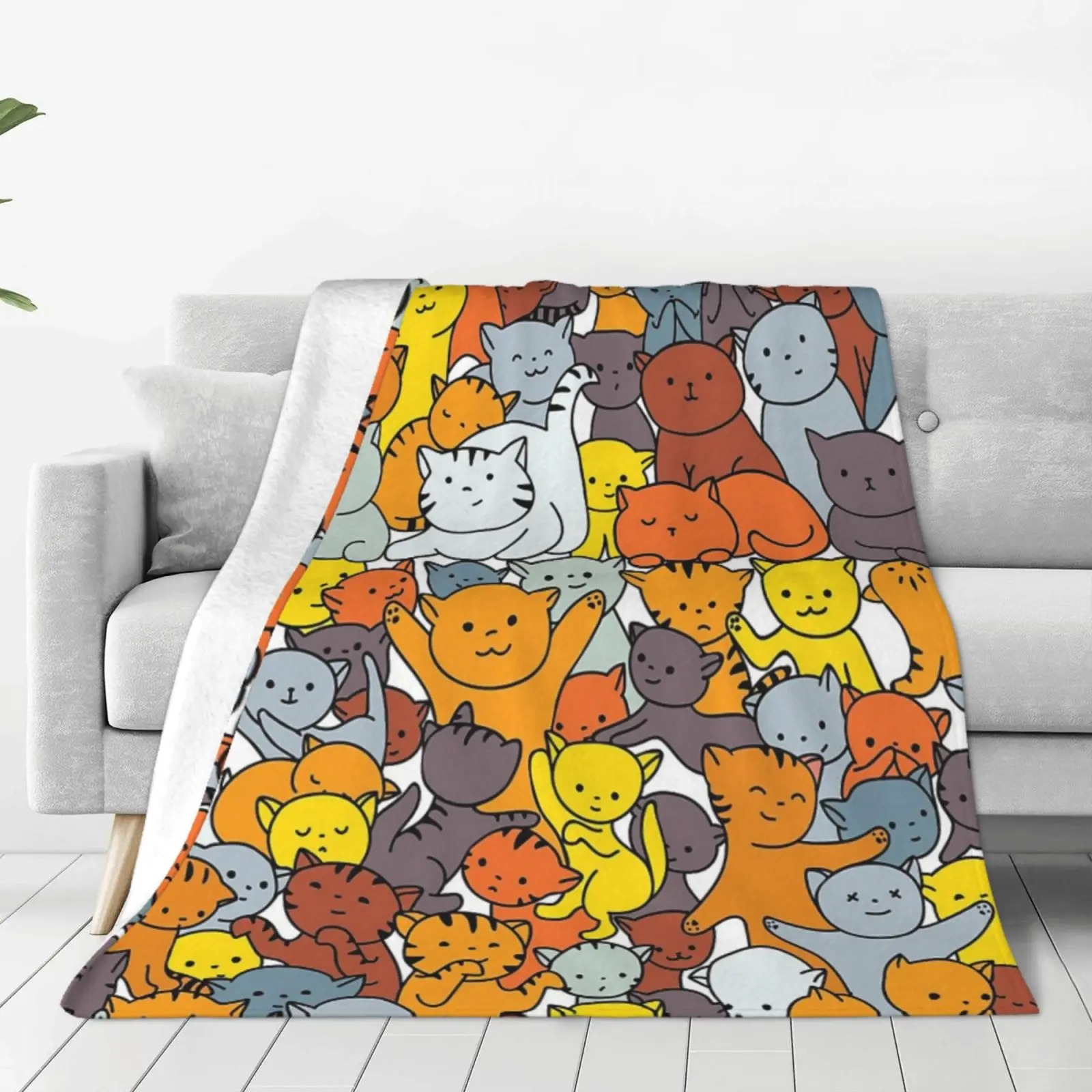 

Cat Ultra-Soft Fleece Throw Blanket Warm Flannel Cartoon Anime Blankets for Bed Car Couch Quilt