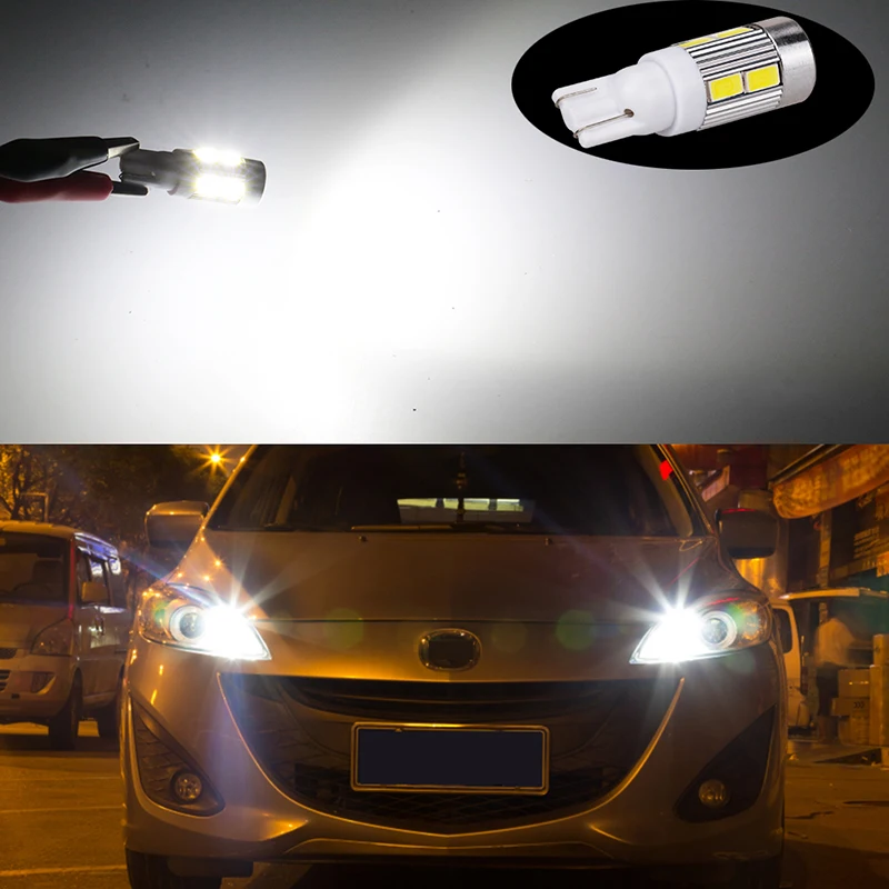 2 шт. Автомобильные светодиодные лампы T10 W5W 168 194 10Smd 12 В