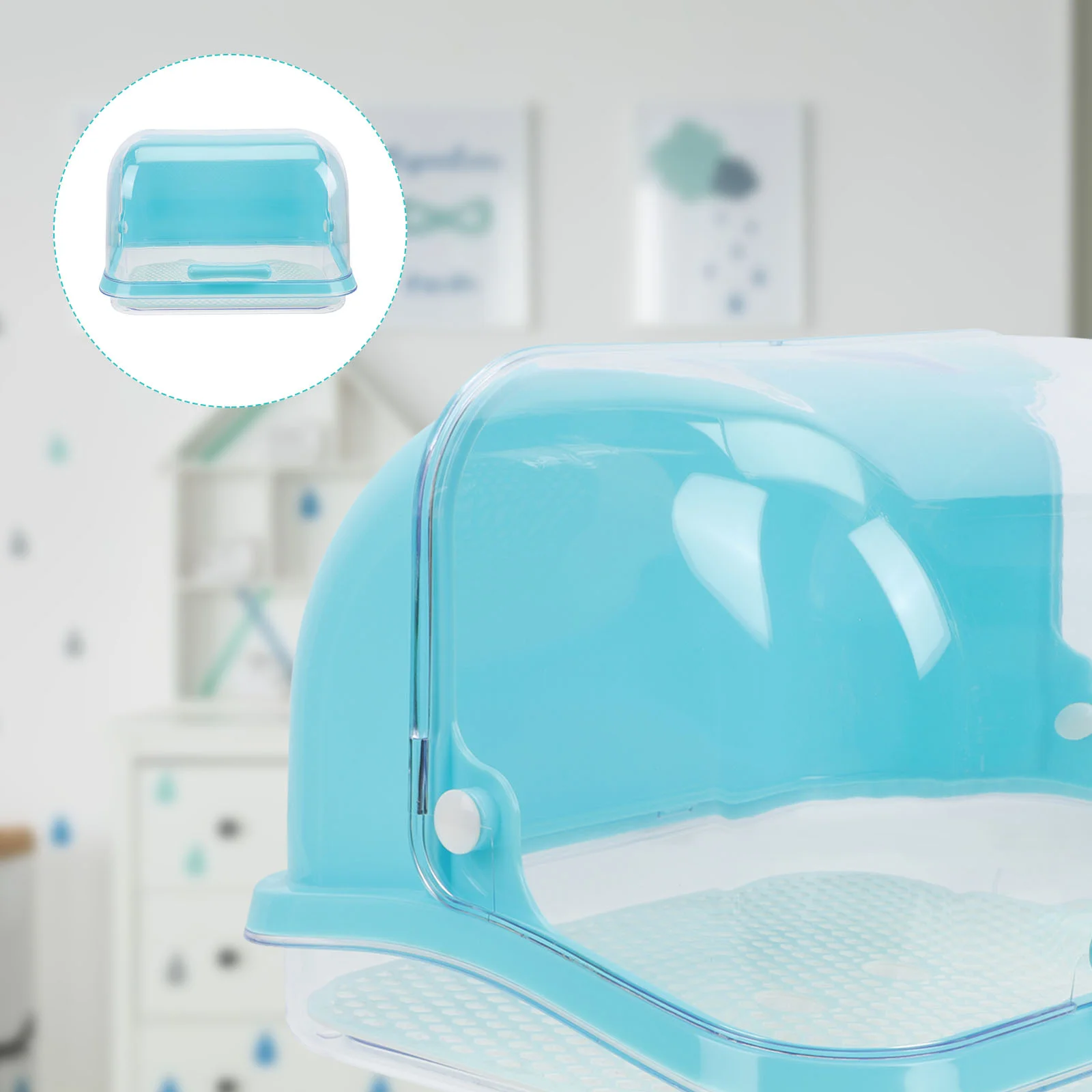 

Bottle Dryers Bottle Drying Rack Tableware Box Nursing Bottle Drying Storage Box Drainer Bowl With Cover ( Blue )