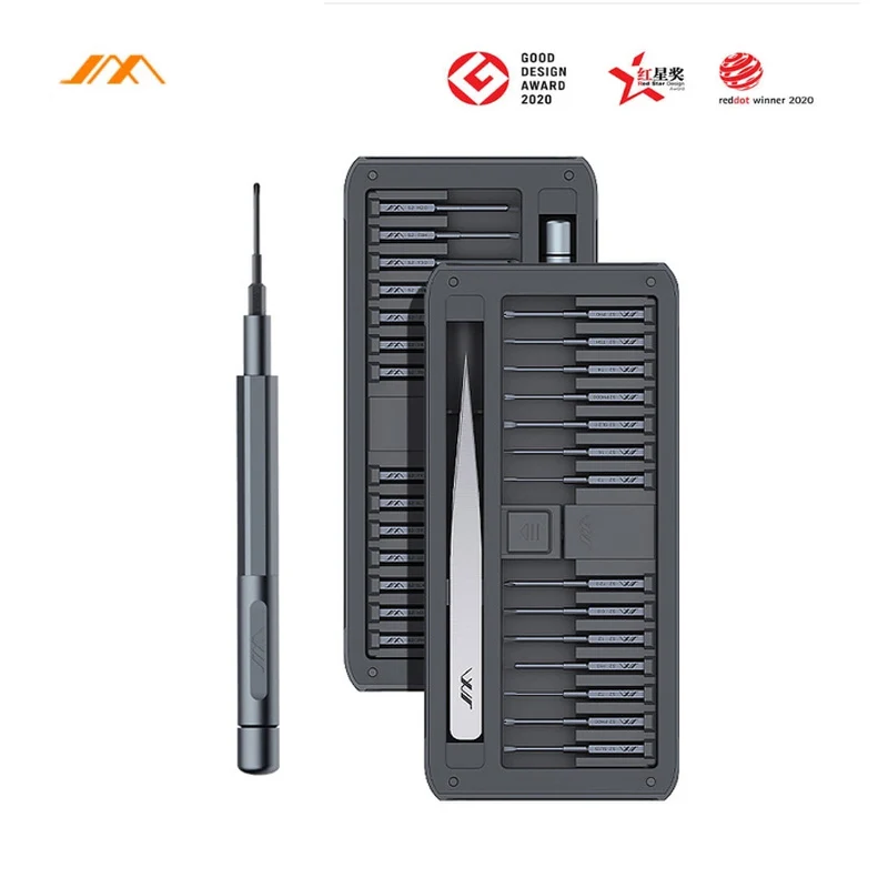 JIMI 30 IN 1 Multi-purpose Precision Screwdriver Kit Repair Tool DIY Screw Driver Set Tweezers Aluminum Alloy Handle