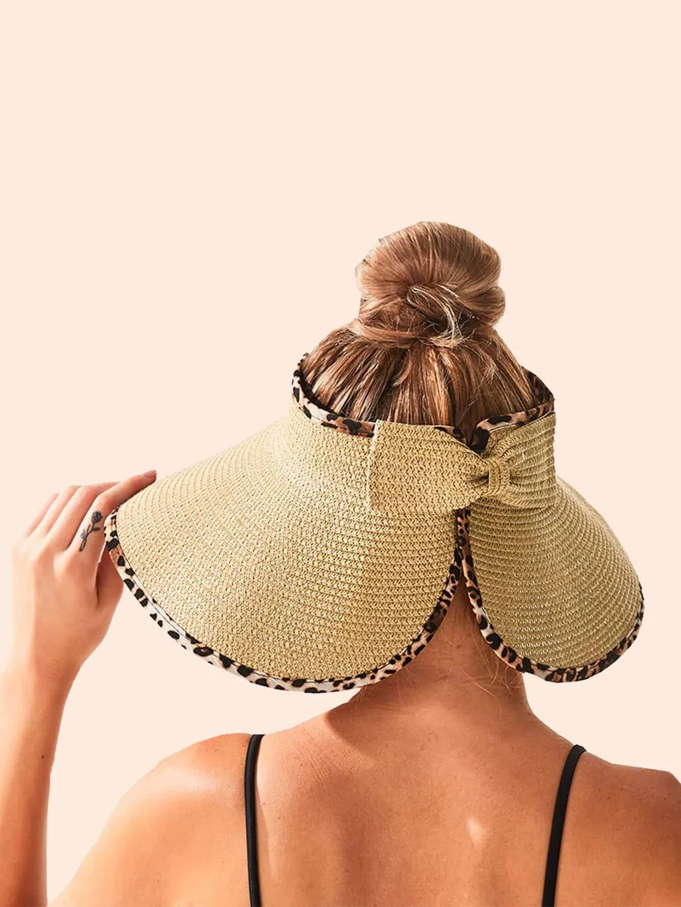 

hat Leopard Print Bow Decor Visor Hat beach