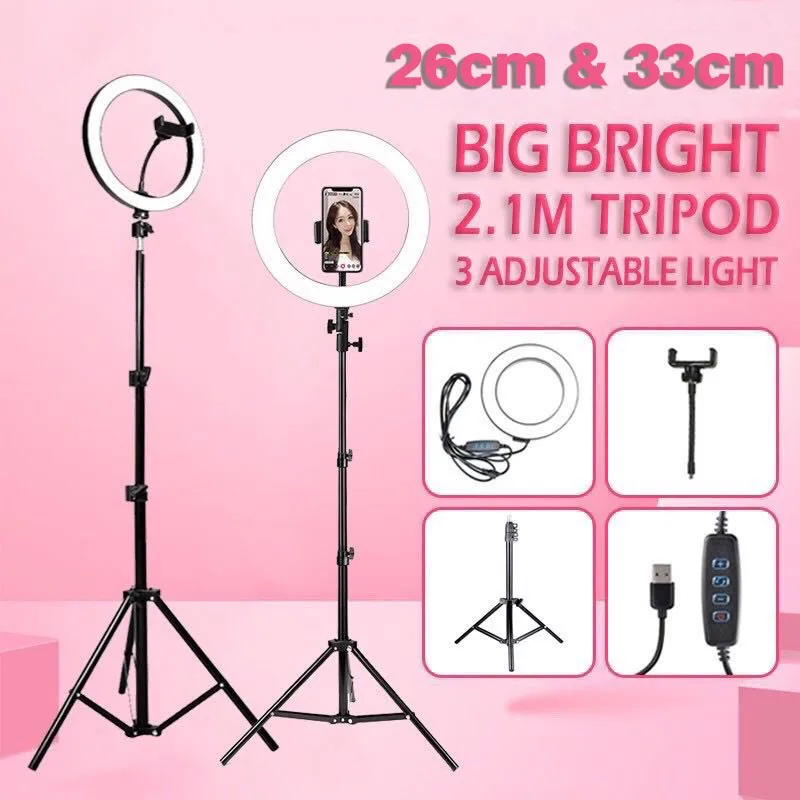 

DH Ring Light Set 26 cm and 33 cm Dimmable LED with Phone holder and Tripod #Ringlight