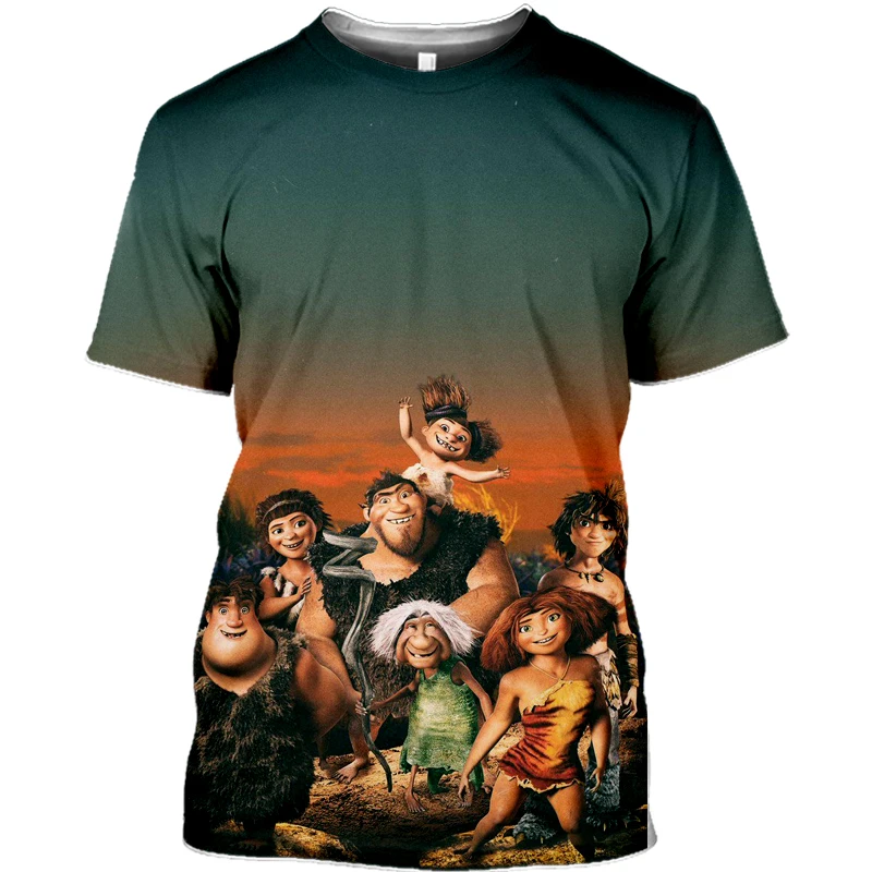 

Cartoon Anime T Shirt For Men Summer Disney The Croods 3D Print Children Clothes Short Sleeve Streetwear Women Tee Tops