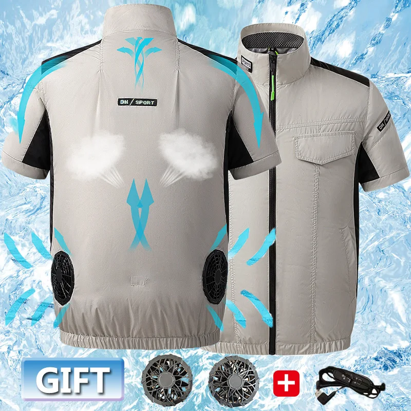 

Air-Conditioning Clothes USB Charging Refrigeration Cooling Fan Short Sleeve Outdoor Electrician Clothing Summer Bestsellerr.