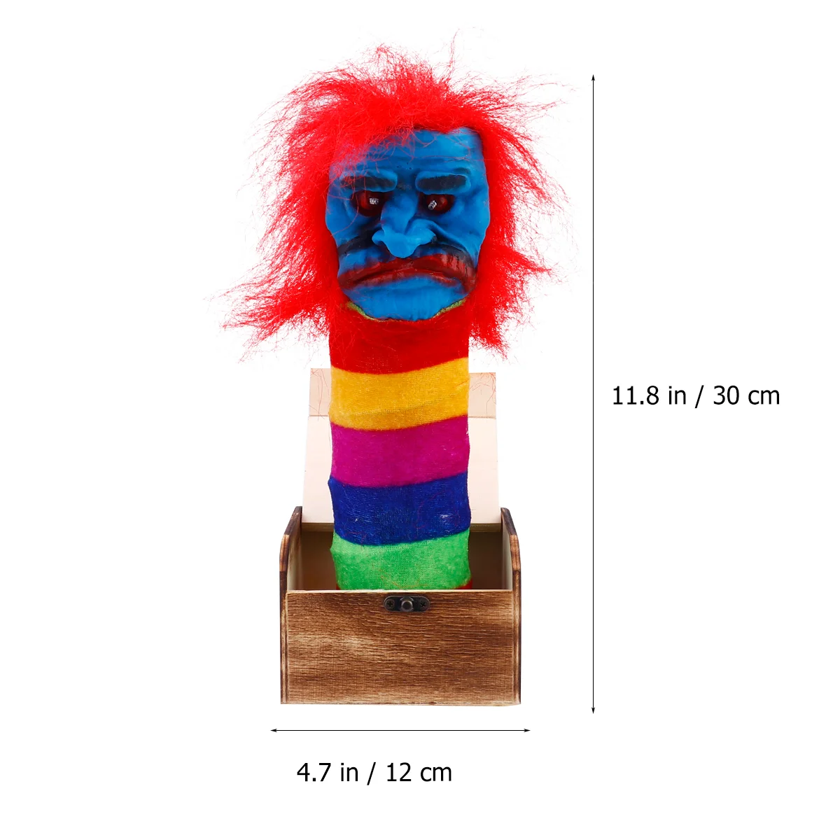 1Pc Halloween Prank Scare Box Wooden Scary Witch Funny Toy with Horror Sound and Light Without (Red Hair Rand