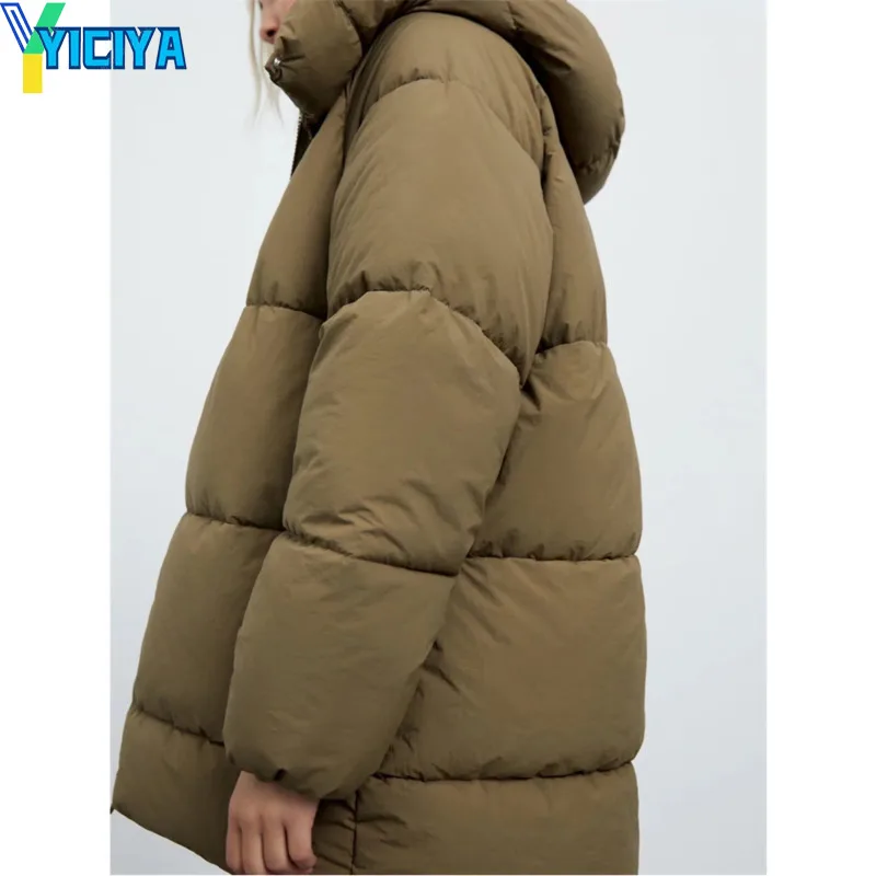 YICIYA Women's Winter Jackets Coat 2023 Fashion Thick Warm Solid Hooded Zip Parkas Female Clothing Proof Outerware Coat New Hot