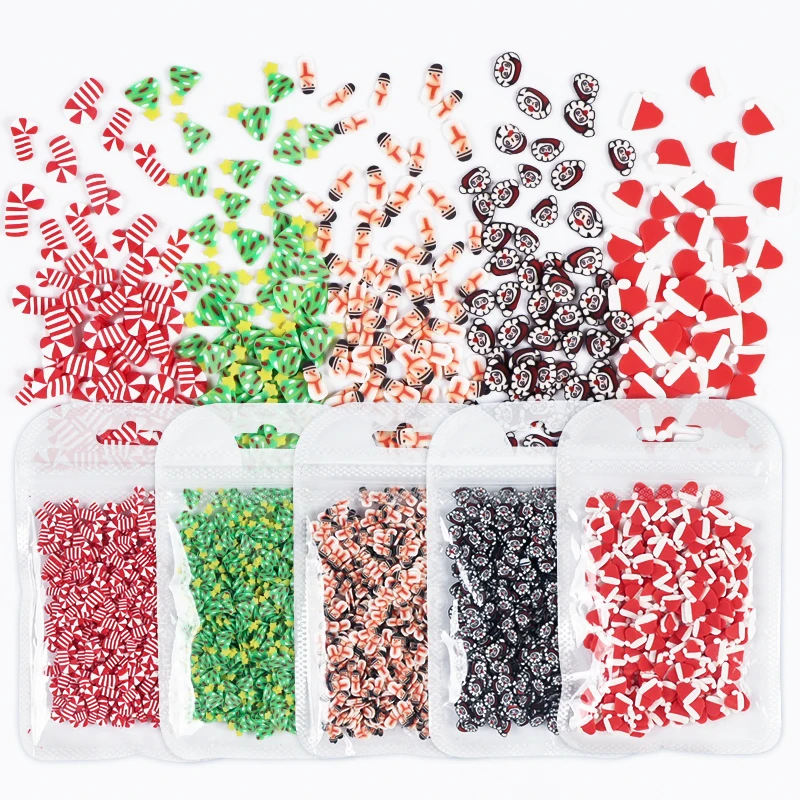 

5 bags 10g Christmas Soft Clay For Resin Fillings Xmas Tree Crutches Polymer Clay Flake Epoxy Resin Filler Pendant DIY Supplies